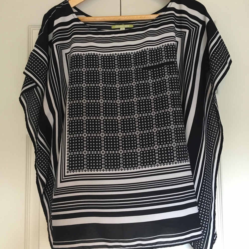 Black and white handkerchief blouse